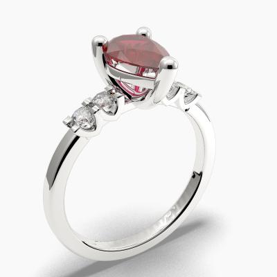 Ruby Pear-Cut Side Stones Diamonds Engagement Ring 636128