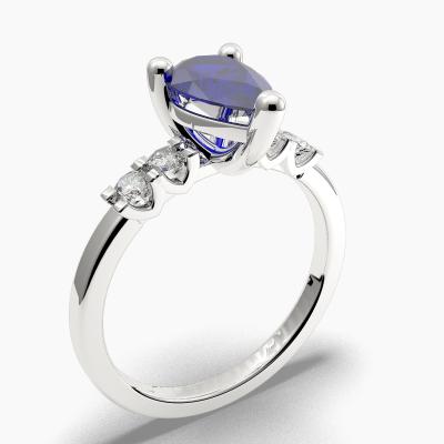 Sapphire Pear-Cut Side Stones Diamonds Engagement Ring 626128