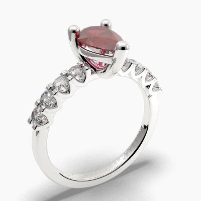 Ruby Pear-Cut Side Stones Diamonds Engagement Ring 636129