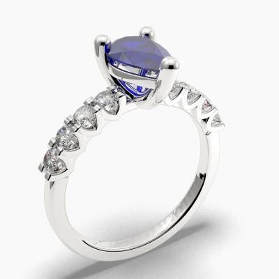 Sapphire Pear-Cut Side Stones Diamonds Engagement Ring 626129