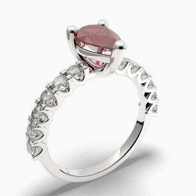 Ruby Pear-Cut Side Stones Diamonds Engagement Ring 636130