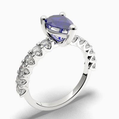 Sapphire Pear-Cut Side Stones Diamonds Engagement Ring 626130