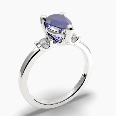 Sapphire Pear-Cut Side Stones Diamonds Engagement Ring 626131