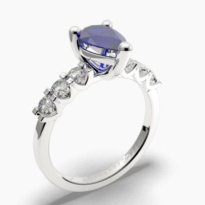 Sapphire Pear-Cut Side Stones Diamonds Engagement Ring 626132