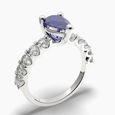 Sapphire Pear-Cut Side Stones Diamonds Engagement Ring 626133