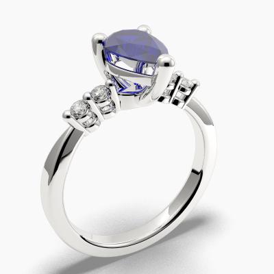 Sapphire Pear-Cut Side Stones Diamonds Engagement Ring 626134