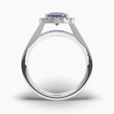 Δαχτυλιδι Halo με Μπλέ Ζαφείρι σε κοπή Oval Cut TN62702 - Image 4