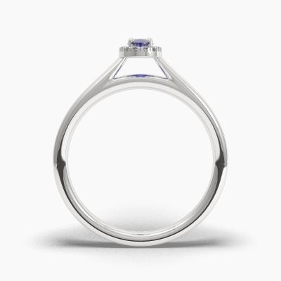 Δαχτυλιδι Halo με Μπλέ Ζαφείρι σε κοπή Oval Cut TN62675 - Image 4