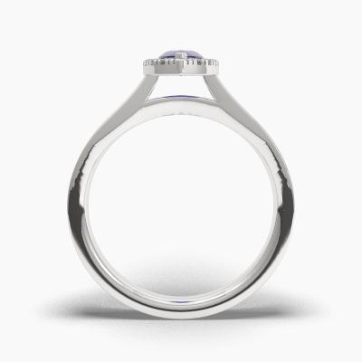Δαχτυλιδι Halo με Μπλέ Ζαφείρι σε κοπή Pear Cut TN62712 - Image 4