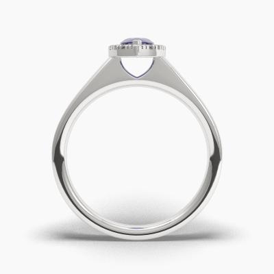 Δαχτυλιδι Halo με Μπλέ Ζαφείρι σε κοπή Pear Cut TN62713 - Image 4