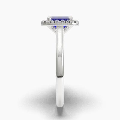 Δαχτυλιδι Halo με Μπλέ Ζαφείρι σε κοπή Emerald Cut TN62674 - Image 3