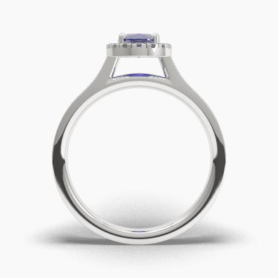 Δαχτυλιδι Halo με Μπλέ Ζαφείρι σε κοπή Oval Cut TN62686 - Image 4