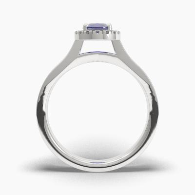 Δαχτυλιδι Halo με Μπλέ Ζαφείρι σε κοπή Oval Cut TN62687 - Image 4