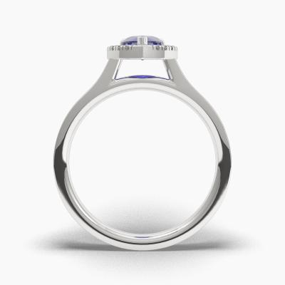 Δαχτυλιδι Halo με Μπλέ Ζαφείρι σε κοπή Pear Cut TN62716 - Image 4