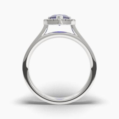 Δαχτυλιδι Halo με Μπλέ Ζαφείρι σε κοπή Pear Cut TN62721 - Image 4