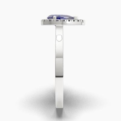 Δαχτυλιδι Halo με Μπλέ Ζαφείρι σε κοπή Pear Cut TN62721 - Image 3