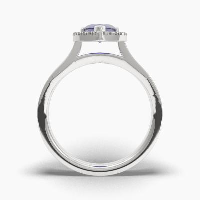 Δαχτυλιδι Halo με Μπλέ Ζαφείρι σε κοπή Pear Cut TN62722 - Image 4