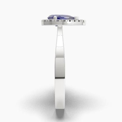 Δαχτυλιδι Halo με Μπλέ Ζαφείρι σε κοπή Pear Cut TN62722 - Image 3