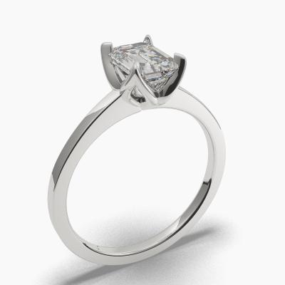 Solitaire Ring with an Emerald-Cut Diamond TN60422EM
