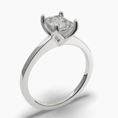Solitaire Ring with an Emerald-Cut Diamond TN60425EM