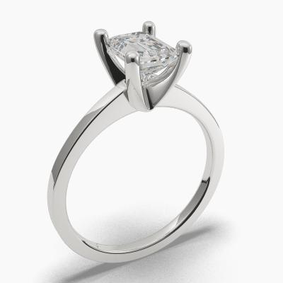 Solitaire Ring with an Emerald-Cut Diamond TN60427EM
