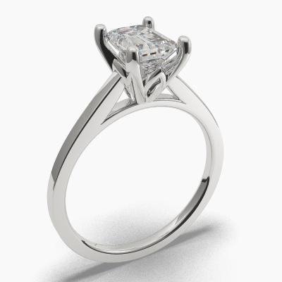 Solitaire Ring with an Emerald-Cut Diamond TN60430EM