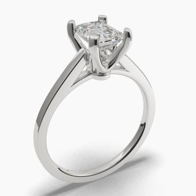 Solitaire Ring with an Emerald-Cut Diamond TN60433EM