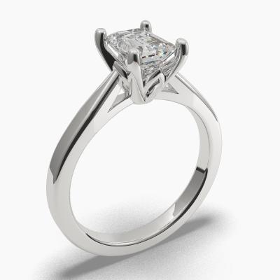 Solitaire Ring with an Emerald-Cut Diamond TN60484EM