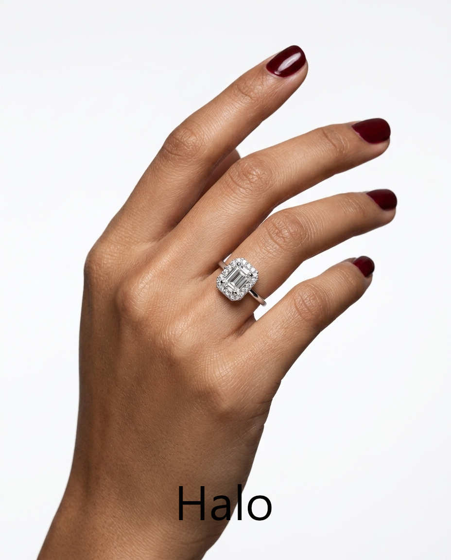 Halo Rings with Diamonds