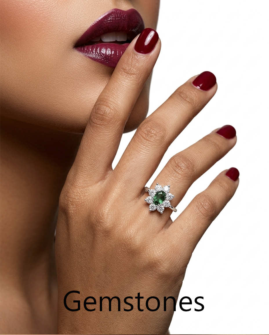 Gemstone Rings with Diamonds